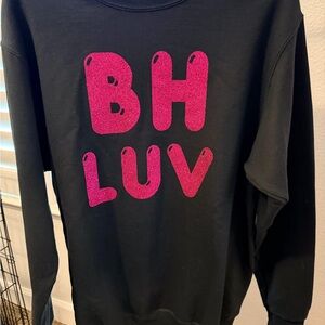 NKOTB Black Sweatshirt with Pink Glitter Letters
